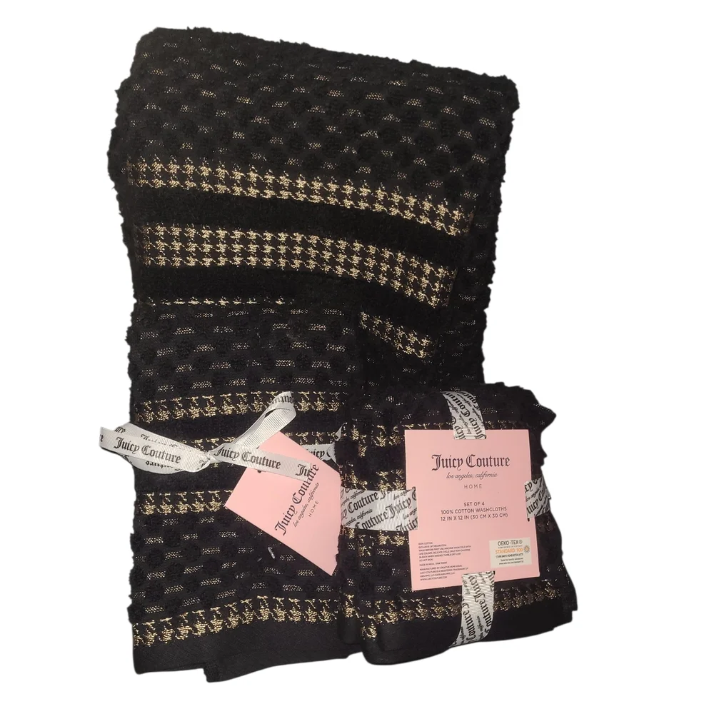 NWT Juicy Couture Black and Gold 7pc Towel Set